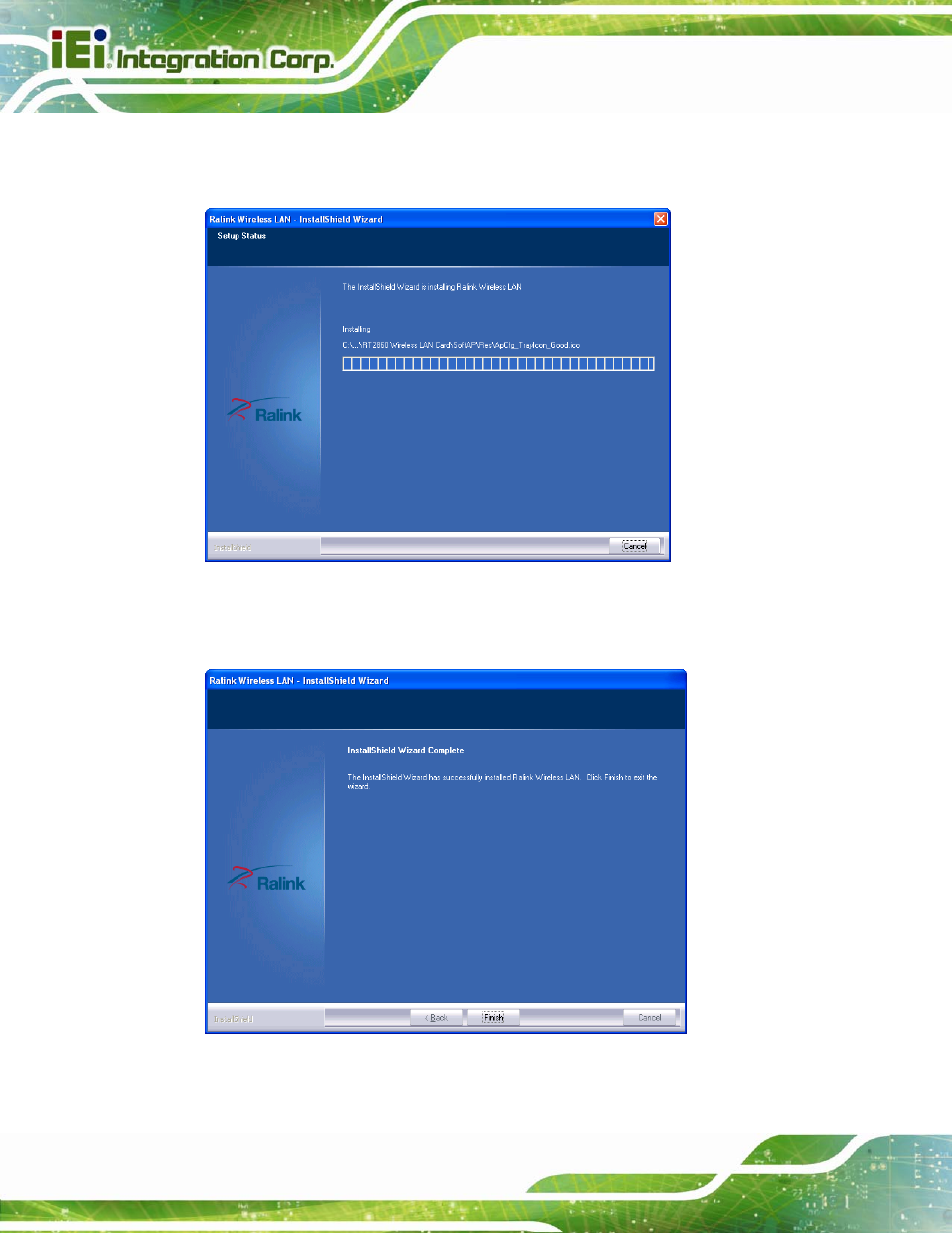 Figure 5-36: setup status, Figure 5-37: installation complete | IEI Integration AFL2-W15B-H61 User Manual | Page 126 / 219