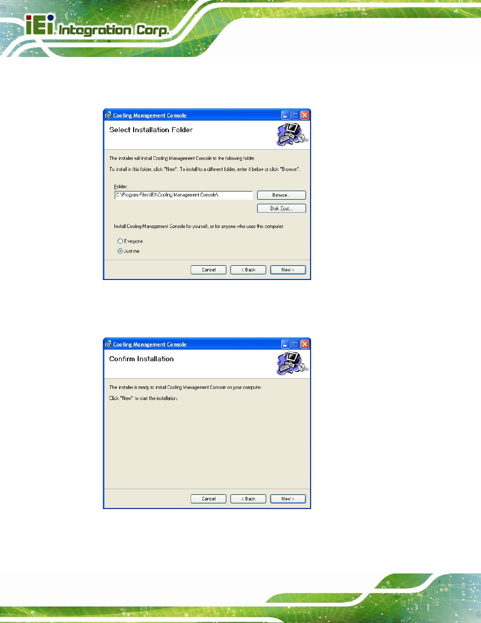 Figure 6-2: select installation folder, Figure 6-3: confirm installation | IEI Integration AFL2-W15B-H61 User Manual | Page 132 / 219