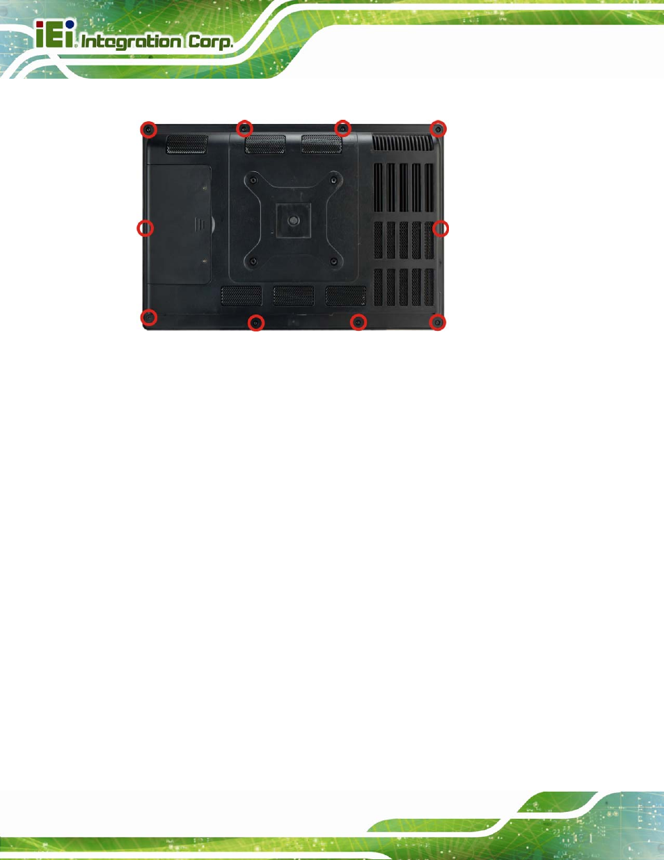 2 removing the internal aluminum cover, Figure 7-1: back cover retention screws | IEI Integration AFL2-W15B-H61 User Manual | Page 142 / 219