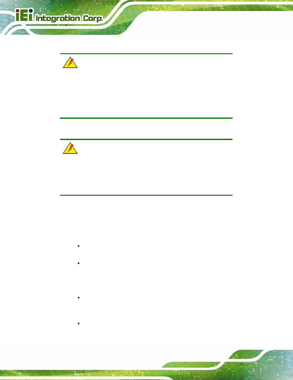 A.1.2 cpu temperature warning, A.1.3 anti-static precautions | IEI Integration AFL2-W15B-H61 User Manual | Page 168 / 219