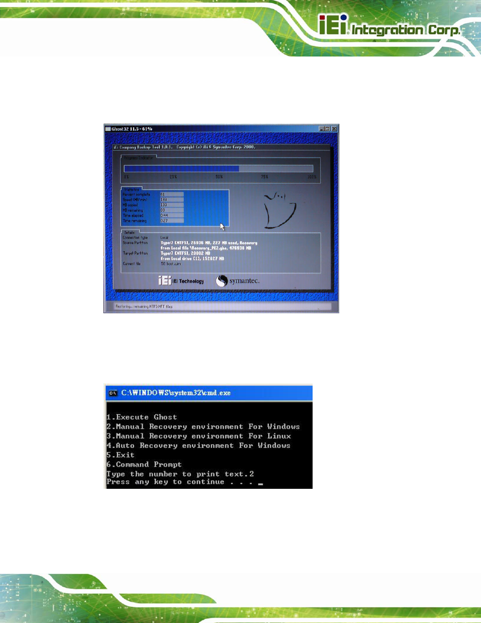 Figure c-8: building the recovery partition, Figure c-9: press any key to continue | IEI Integration AFL2-W15B-H61 User Manual | Page 185 / 219