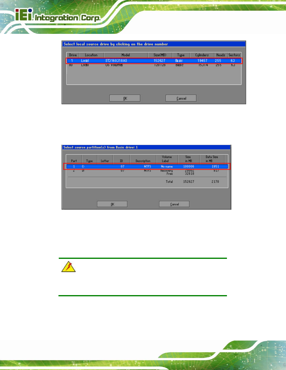 Figure c-14: select a local source drive | IEI Integration AFL2-W15B-H61 User Manual | Page 188 / 219