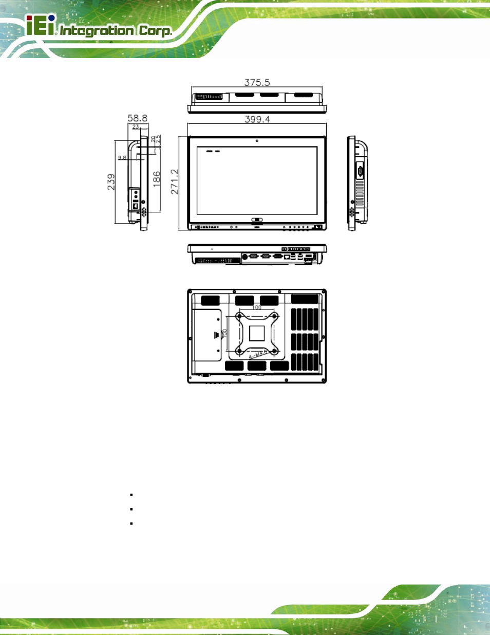 4 internal overview, Nternal, Verview | Figure 1-8: afl2-w15b-h61 dimensions (mm) | IEI Integration AFL2-W15B-H61 User Manual | Page 30 / 219