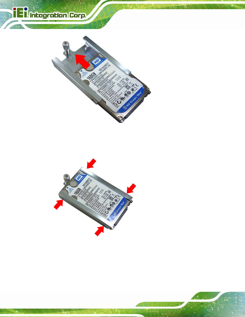 Figure 3-3: inserting the hdd, Figure 3-4: securing the hdd | IEI Integration AFL2-W15B-H61 User Manual | Page 42 / 219