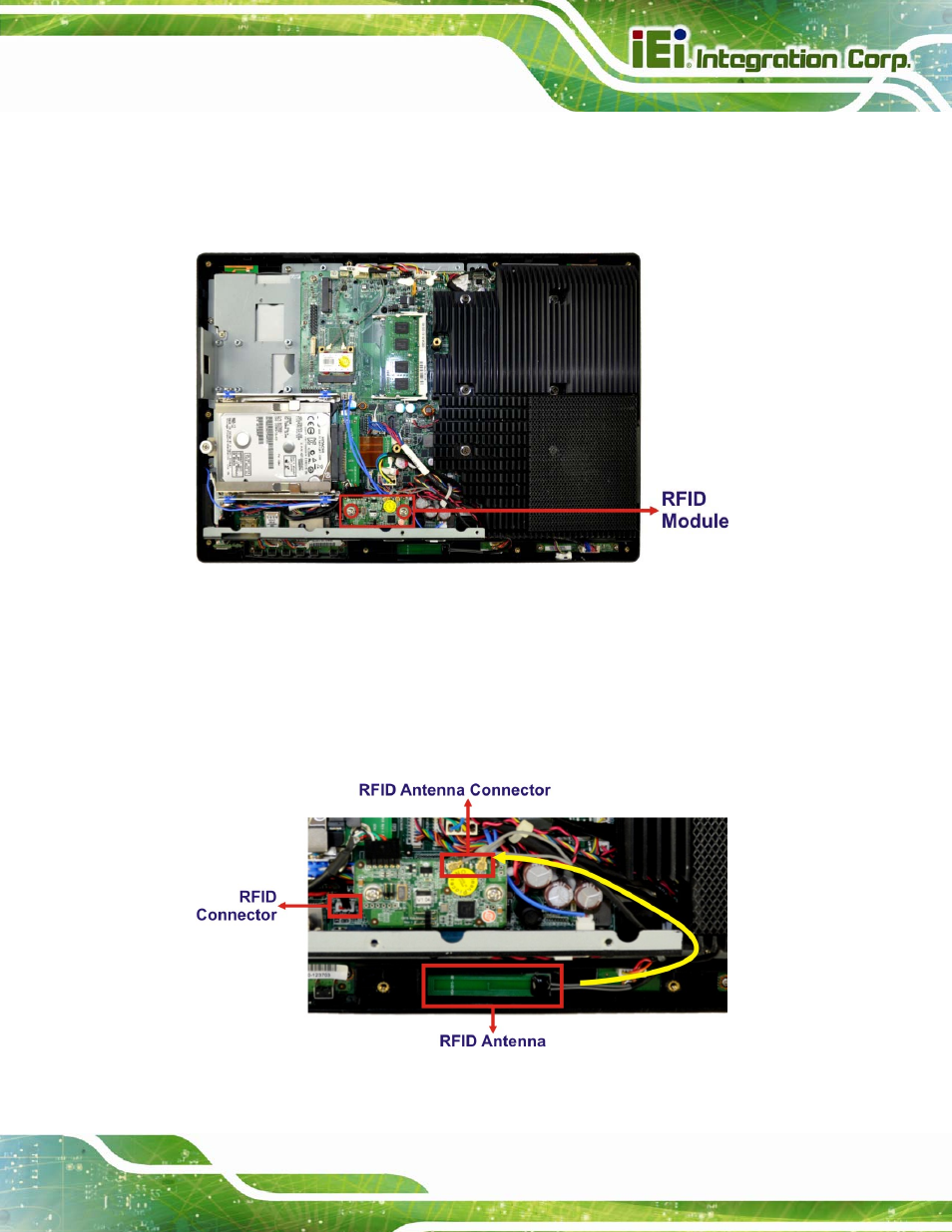 Figure 3-9: rfid reader module installation, Figure 3-10: rfid reader connection | IEI Integration AFL2-W15B-H61 User Manual | Page 45 / 219