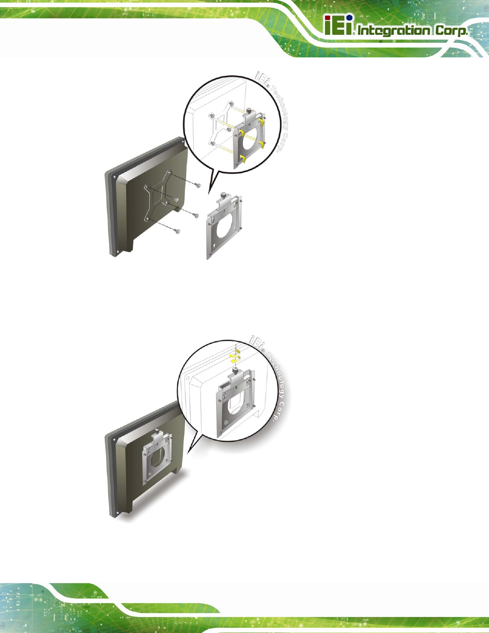 Figure 3-15: chassis support screws, Figure 3-16: secure the panel pc | IEI Integration AFL2-W15B-H61 User Manual | Page 51 / 219