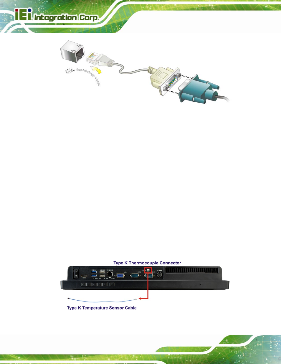 5 type k temperature sensor connection, Figure 3-29: rj-45 serial port connector | IEI Integration AFL2-W15B-H61 User Manual | Page 64 / 219