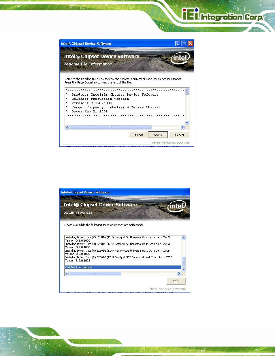 Figure 5-5: chipset driver read me file, Figure 5-6: chipset driver setup operations | IEI Integration AFL2-15A-H61 User Manual | Page 102 / 213