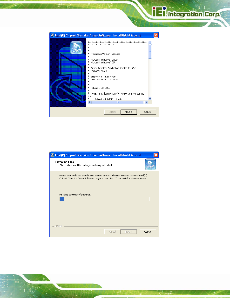 Figure 5-8: graphics driver read me file, Figure 5-9: graphics driver setup files extracted | IEI Integration AFL2-15A-H61 User Manual | Page 104 / 213