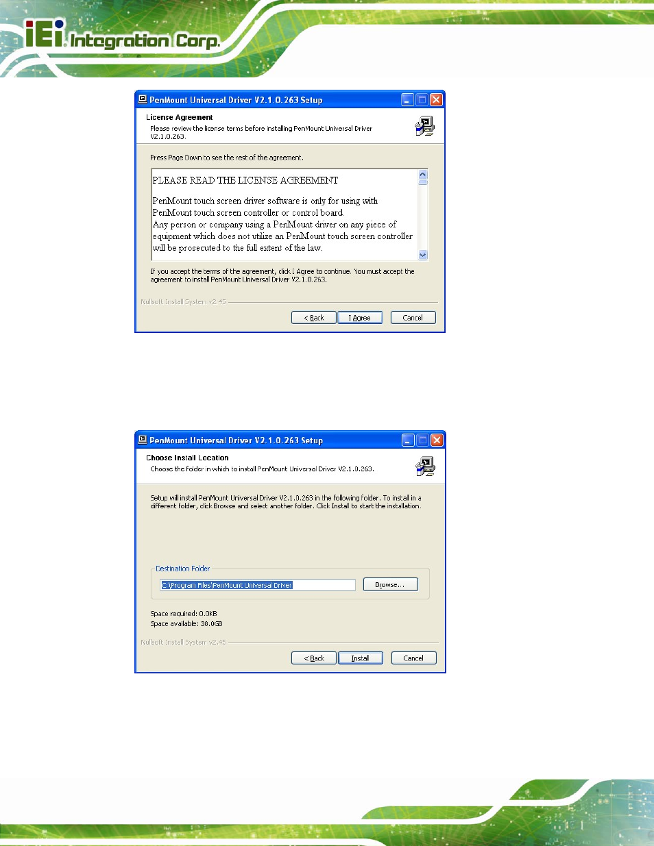 Figure 5-23: touch screen driver license agreement | IEI Integration AFL2-15A-H61 User Manual | Page 113 / 213