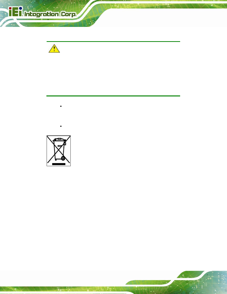 A.1.4 product disposal, A.2 maintenance and cleaning precautions, A.2.1 maintenance and cleaning | Aintenance and, Leaning, Recautions | IEI Integration AFL2-15A-H61 User Manual | Page 163 / 213