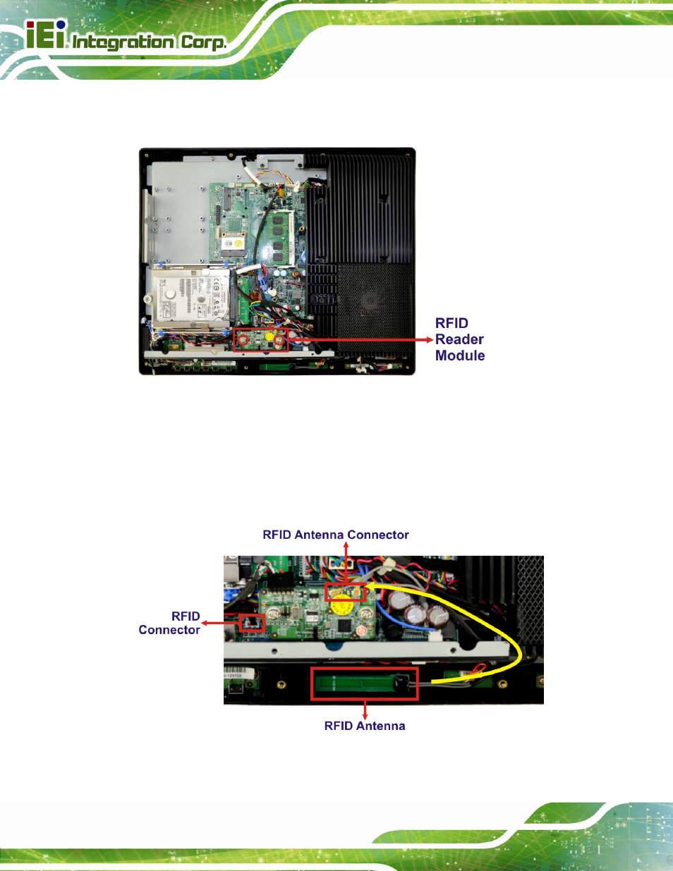 Figure 3-9: rfid reader module installation, Figure 3-10: rfid reader connection | IEI Integration AFL2-15A-H61 User Manual | Page 43 / 213