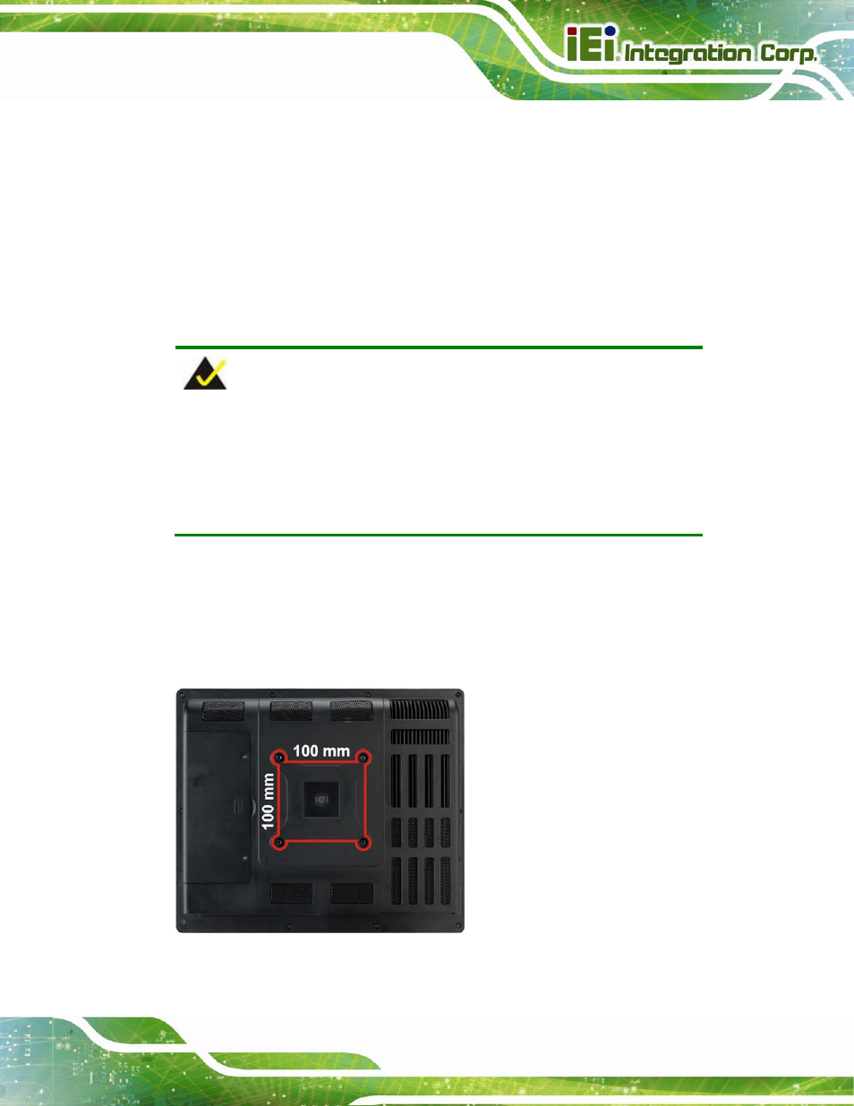 2 arm mounting, Figure 3-17: arm mounting retention screw holes | IEI Integration AFL2-15A-H61 User Manual | Page 50 / 213