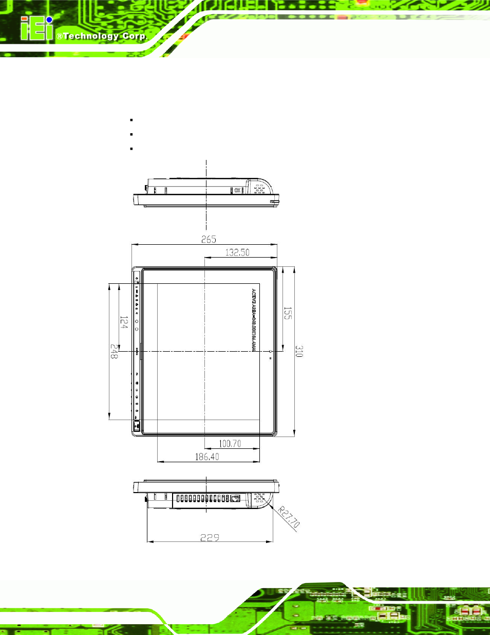 1 dimensions, Imensions, Figure 2-1: afl2-12a-hm65 dimensions (mm) | IEI Integration AFL2-12A-HM65 v1.00 User Manual | Page 28 / 186