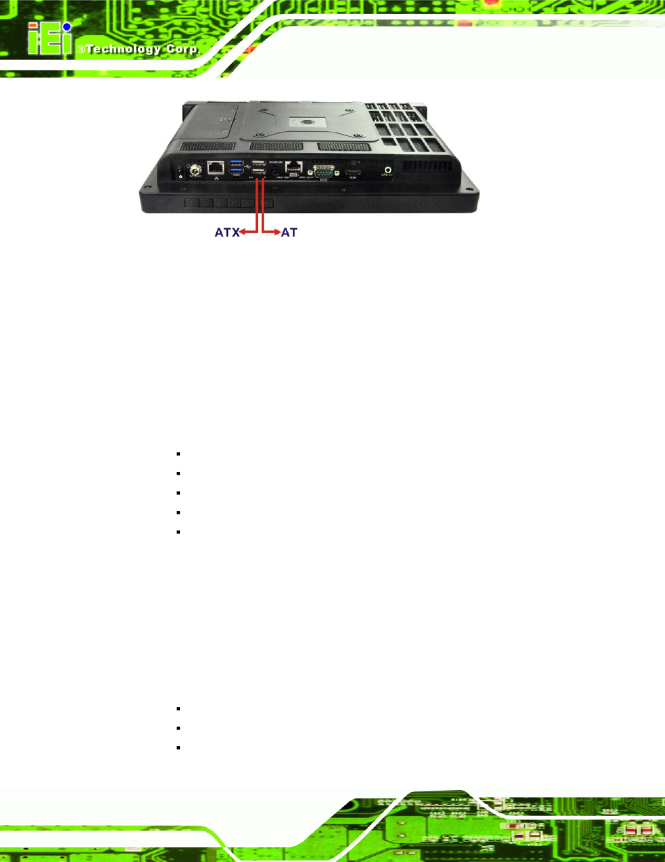 1 at power mode, 2 atx power mode, Figure 4-6: at/atx switch location | IEI Integration AFL2-12A-HM65 v1.00 User Manual | Page 46 / 186