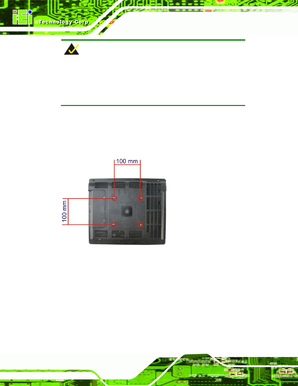 4 cabinet and rack installation, Figure 4-11: arm mounting retention screw holes | IEI Integration AFL2-12A-HM65 v1.00 User Manual | Page 52 / 186