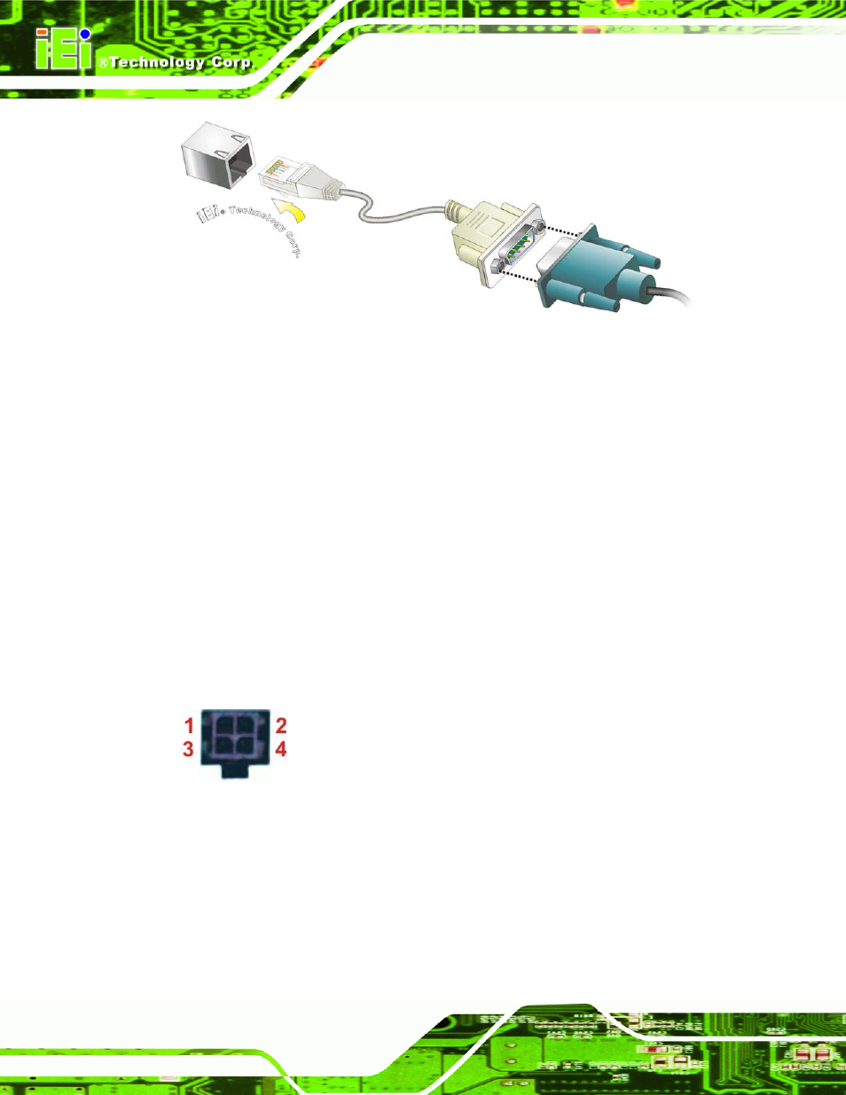 3 rs-422/485 serial port connection, Figure 4-18: rj-45 serial port connector, Figure 4-19: rs-422/485 serial port | IEI Integration AFL2-12A-HM65 v1.00 User Manual | Page 58 / 186