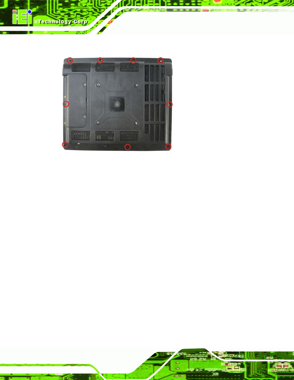 2 removing the internal aluminum cover, Figure 5-1: back cover retention screws | IEI Integration AFL2-12A-HM65 v1.00 User Manual | Page 66 / 186
