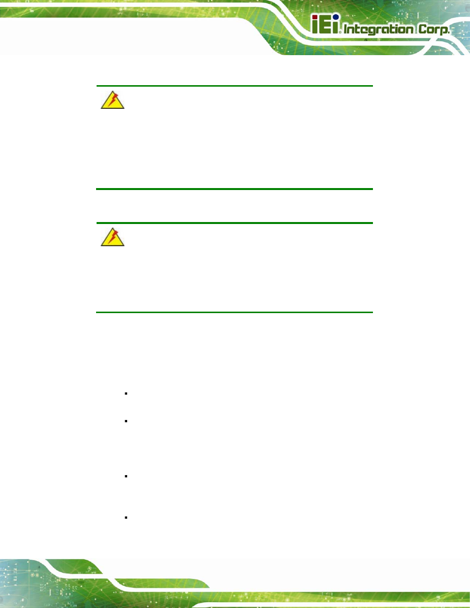 B.1.2 cpu temperature warning, B.1.3 anti-static precautions | IEI Integration AFL2-12A-HM65 v1.12 User Manual | Page 139 / 193