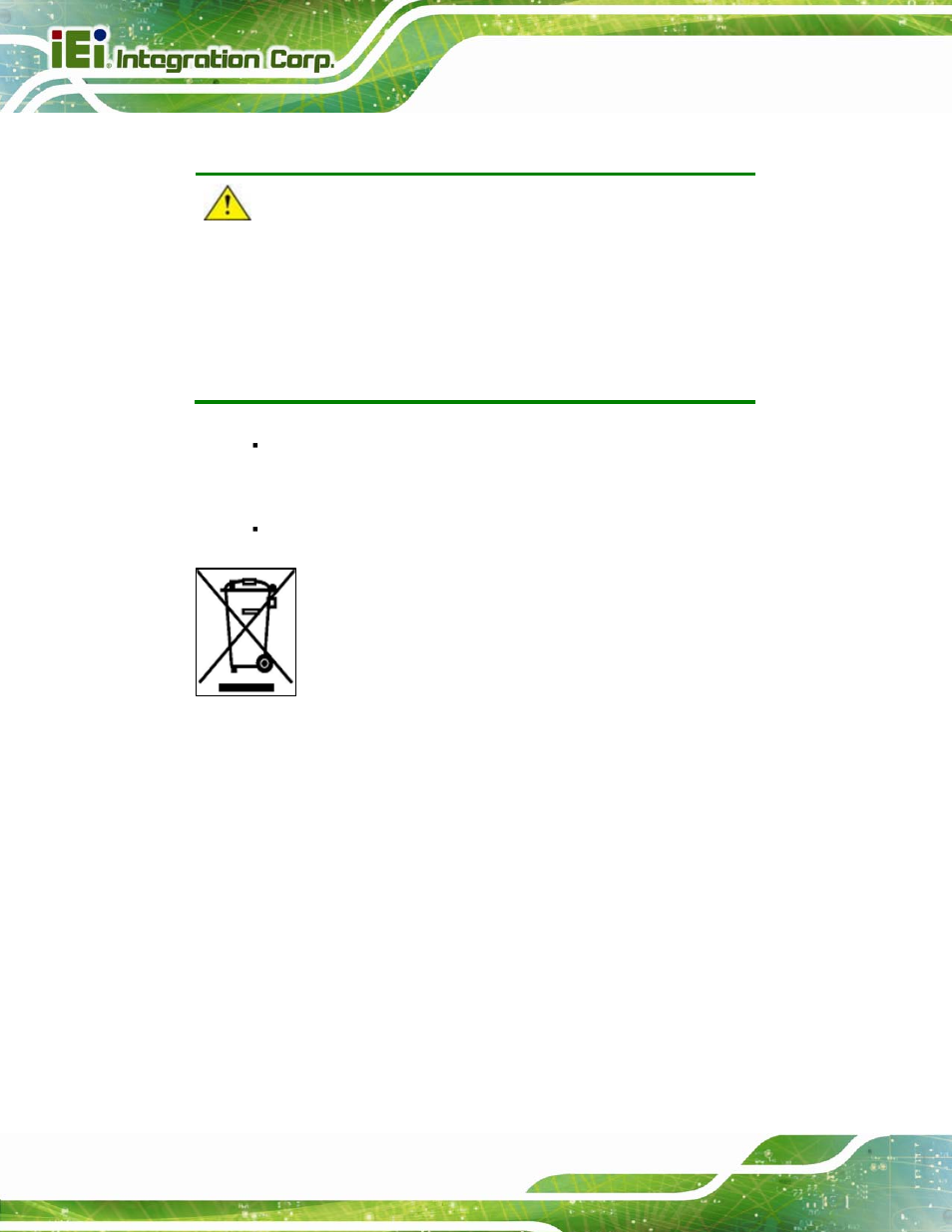 A.1.5 product disposal, A.2 maintenance and cleaning precautions, A.2.1 maintenance and cleaning | Aintenance and, Leaning, Recautions | IEI Integration AFL2-12A-D525 User Manual | Page 128 / 180