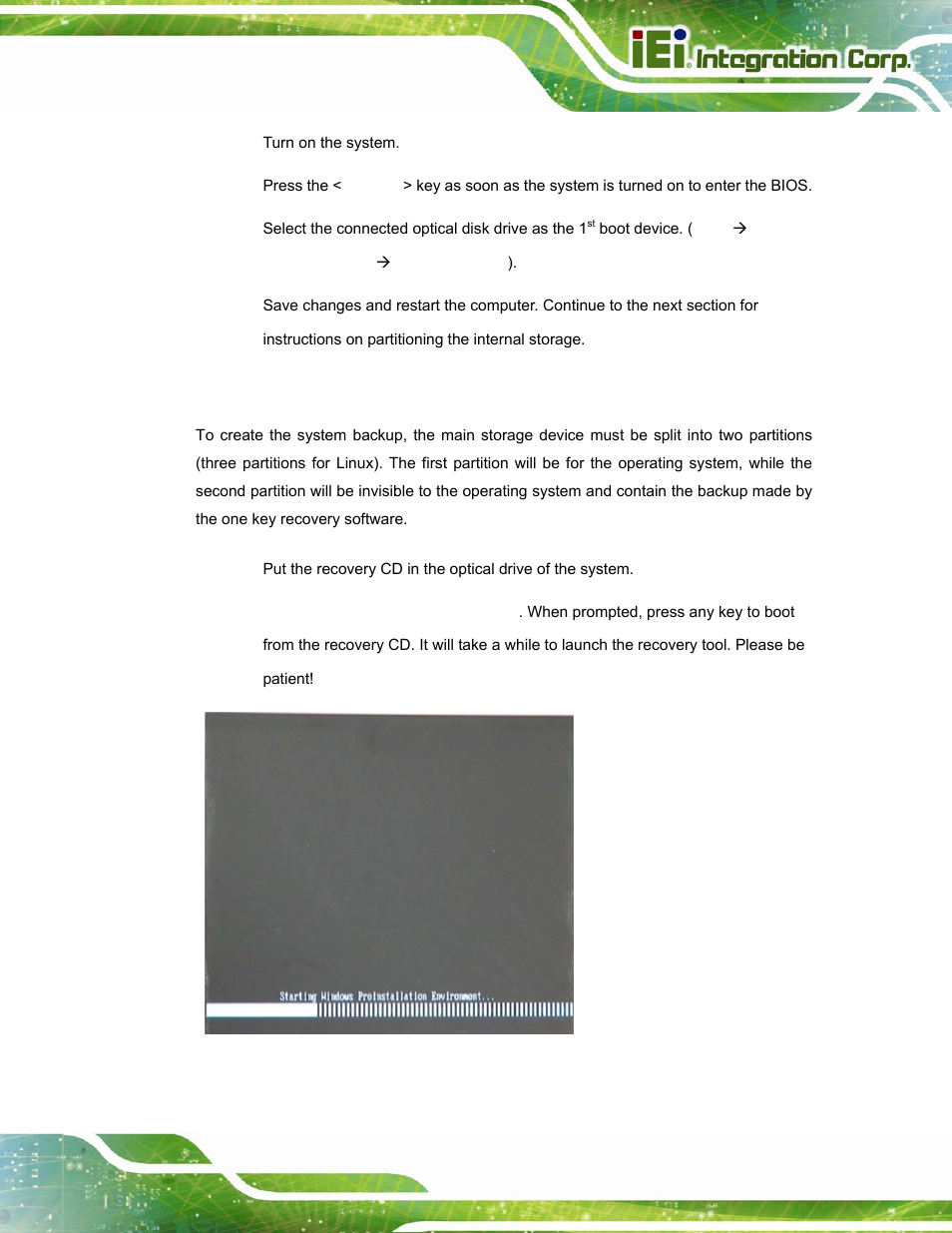 B.2.2 create partitions, Figure b-2: launching the recovery tool | IEI Integration AFL2-W15A-N270 v2.00 User Manual | Page 103 / 141