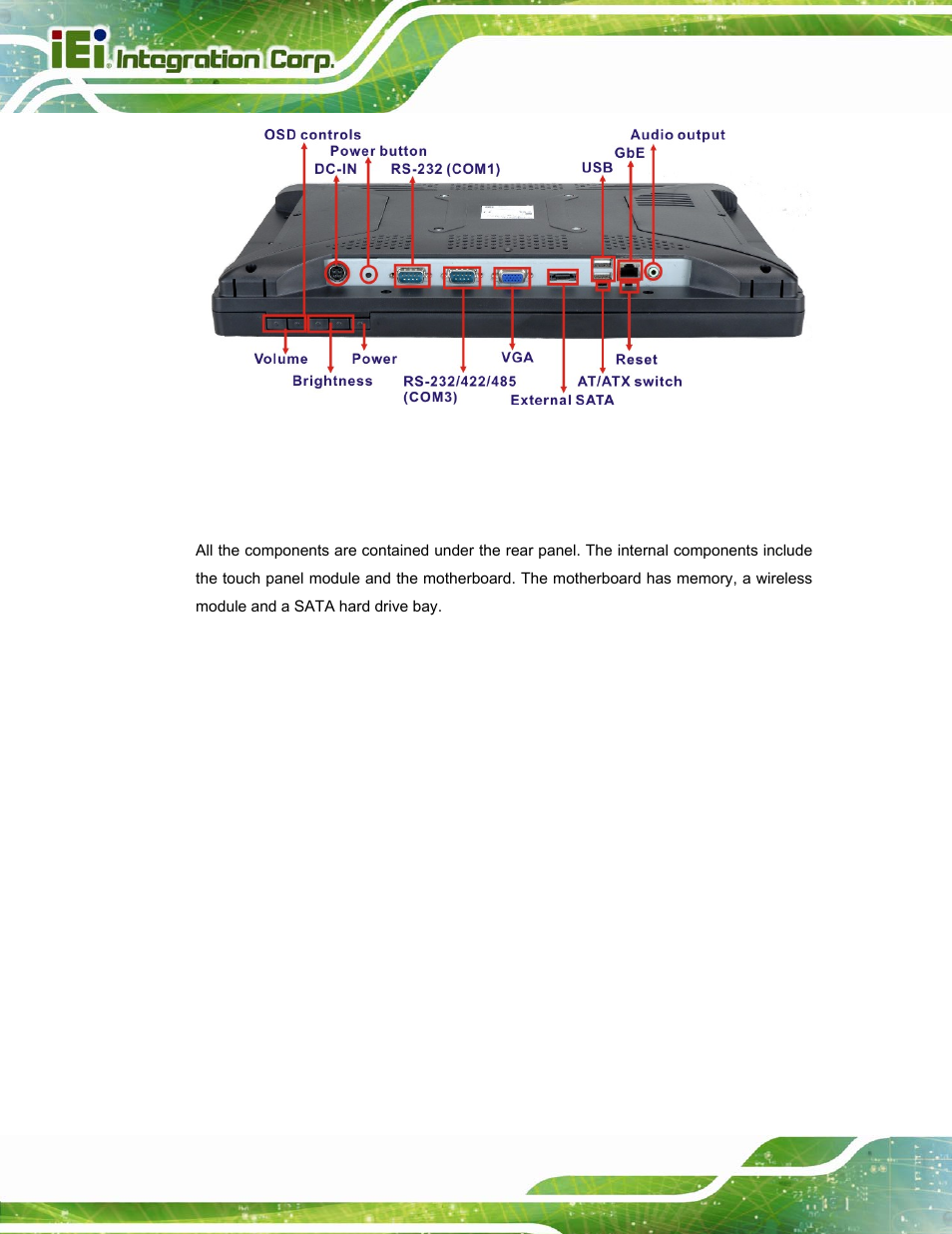 5 internal overview, Nternal, Verview | Figure 1-4: afl2-w15a-n270 bottom panel | IEI Integration AFL2-W15A-N270 v2.00 User Manual | Page 18 / 141