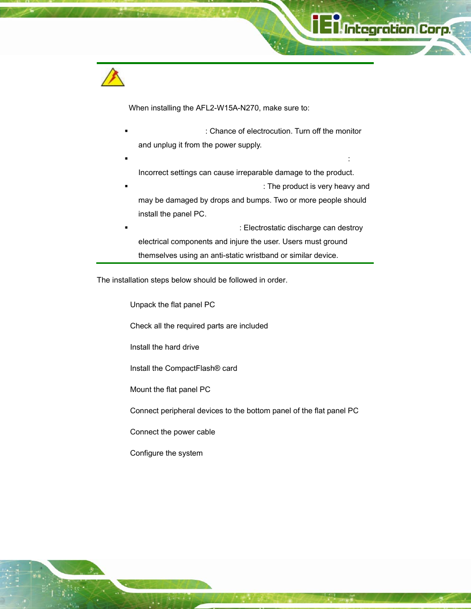 IEI Integration AFL2-W15A-N270 v2.00 User Manual | Page 23 / 141