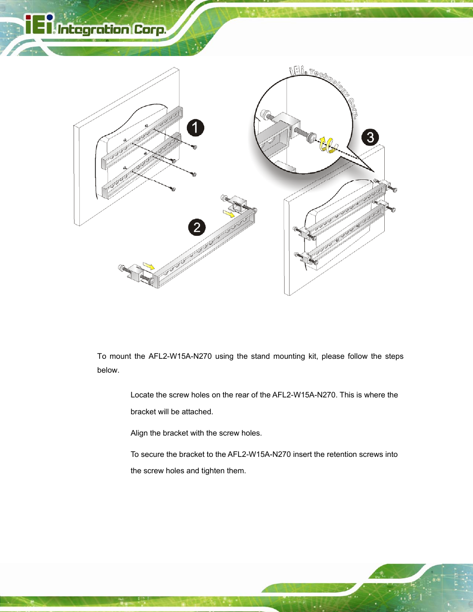 3 stand mounting | IEI Integration AFL2-W15A-N270 v2.00 User Manual | Page 44 / 141