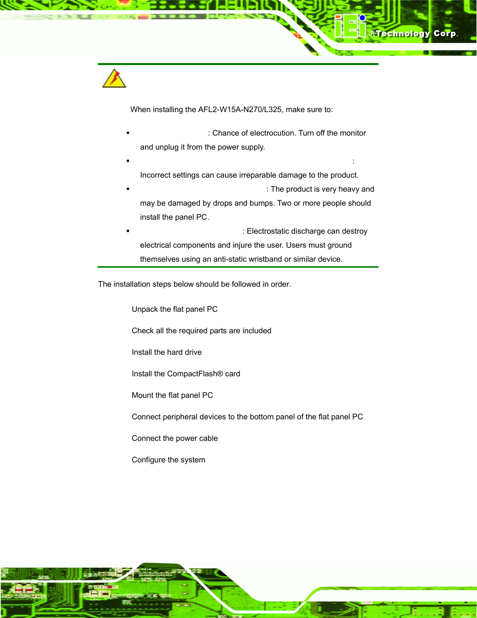 IEI Integration AFL2-W15A-N270_W15A-L325 v1.01 User Manual | Page 23 / 165