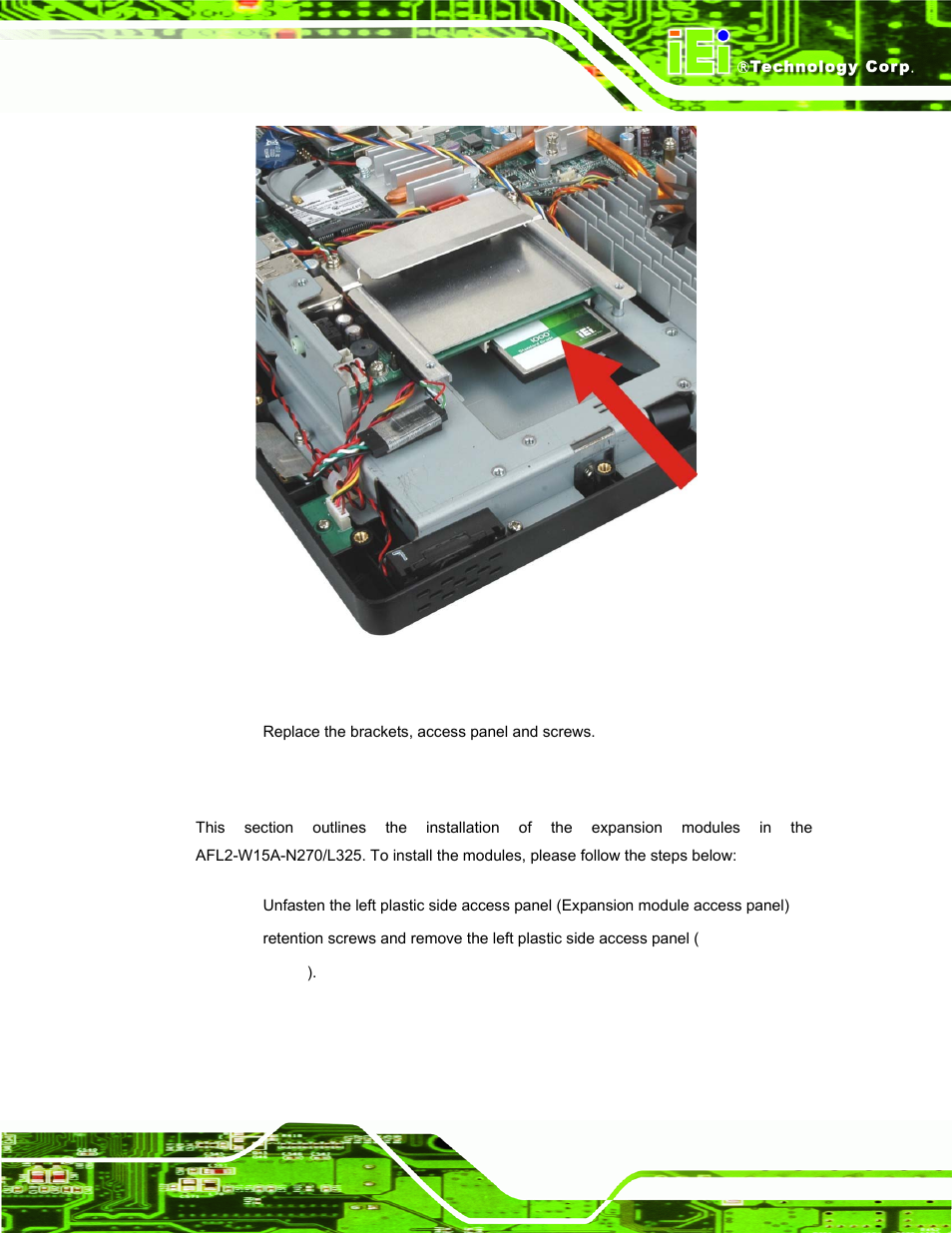 5 expansion module installation | IEI Integration AFL2-W15A-N270_W15A-L325 v1.01 User Manual | Page 29 / 165