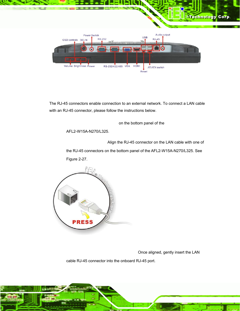 1 lan connection | IEI Integration AFL2-W15A-N270_W15A-L325 v1.01 User Manual | Page 57 / 165