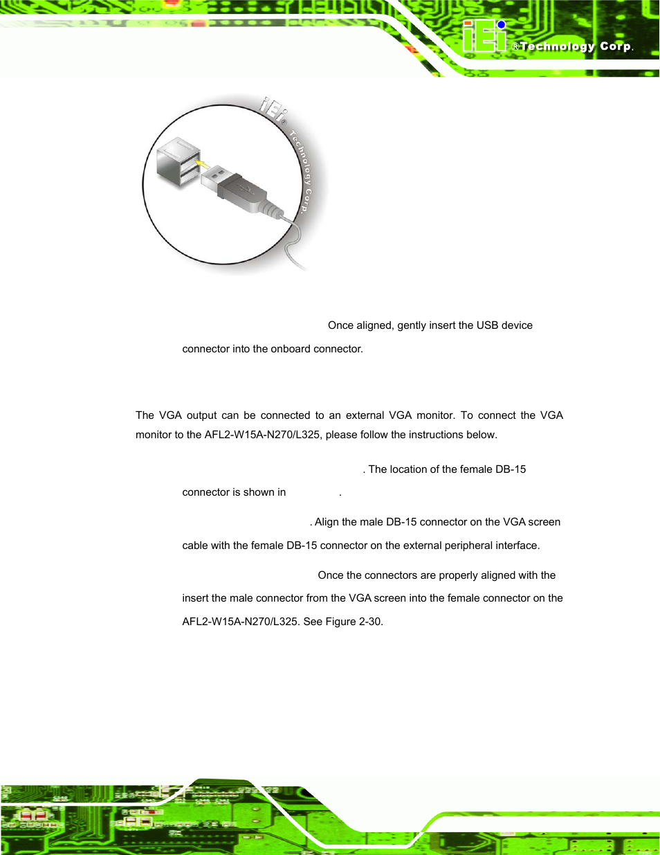 4 vga monitor connection | IEI Integration AFL2-W15A-N270_W15A-L325 v1.01 User Manual | Page 59 / 165