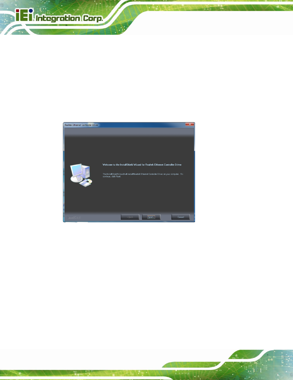 7 lan driver installation, River, Nstallation | Figure 5-26: lan driver welcome screen | IEI Integration AFL2-W10A-N28 User Manual | Page 108 / 206