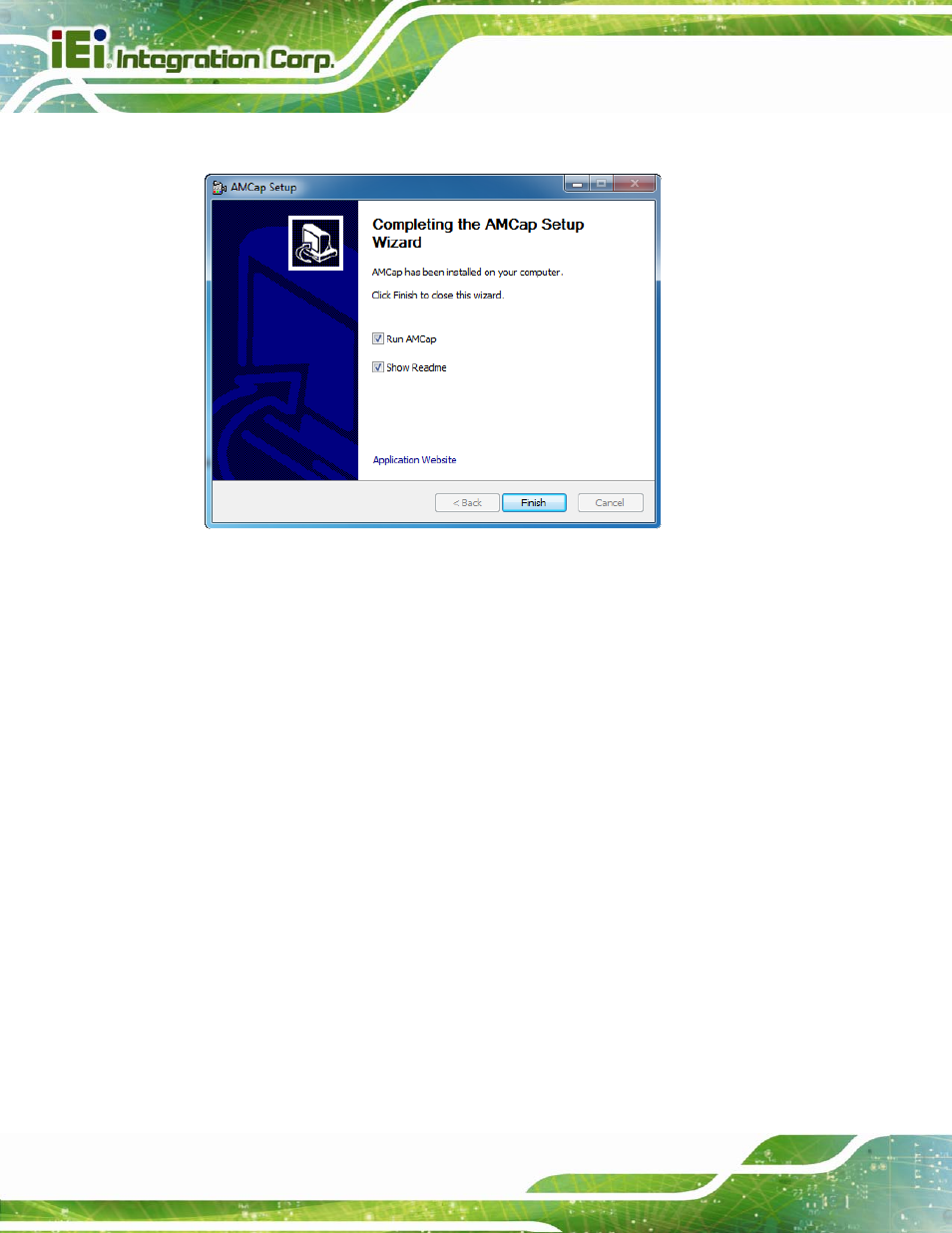Figure 5-49: amcap driver installation complete | IEI Integration AFL2-W10A-N28 User Manual | Page 122 / 206