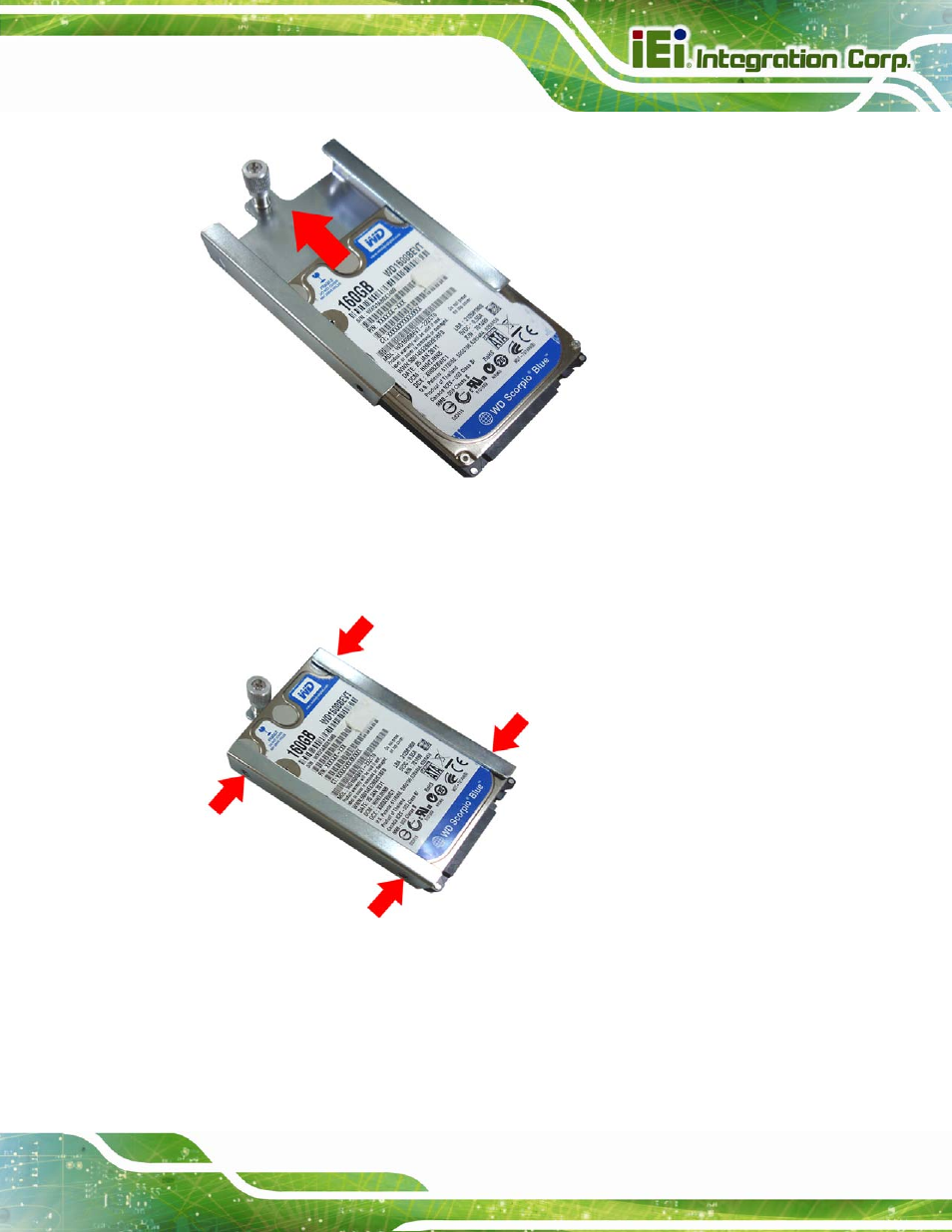 Figure 3-3: inserting the hdd, Figure 3-4: securing the hdd | IEI Integration AFL2-W10A-N28 User Manual | Page 39 / 206