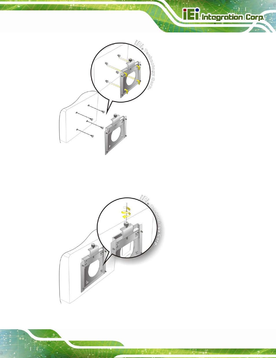 Figure 3-13: chassis support screws, Figure 3-14: secure the panel pc | IEI Integration AFL2-W10A-N28 User Manual | Page 47 / 206