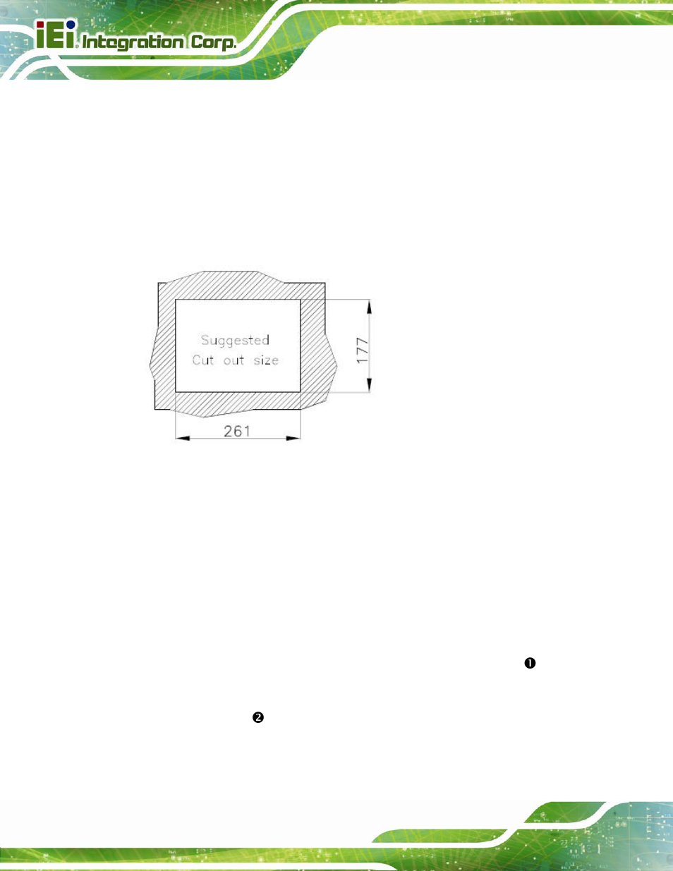 2 panel mounting, Figure 3-15: cutout dimensions | IEI Integration AFL2-W10A-N28 User Manual | Page 48 / 206