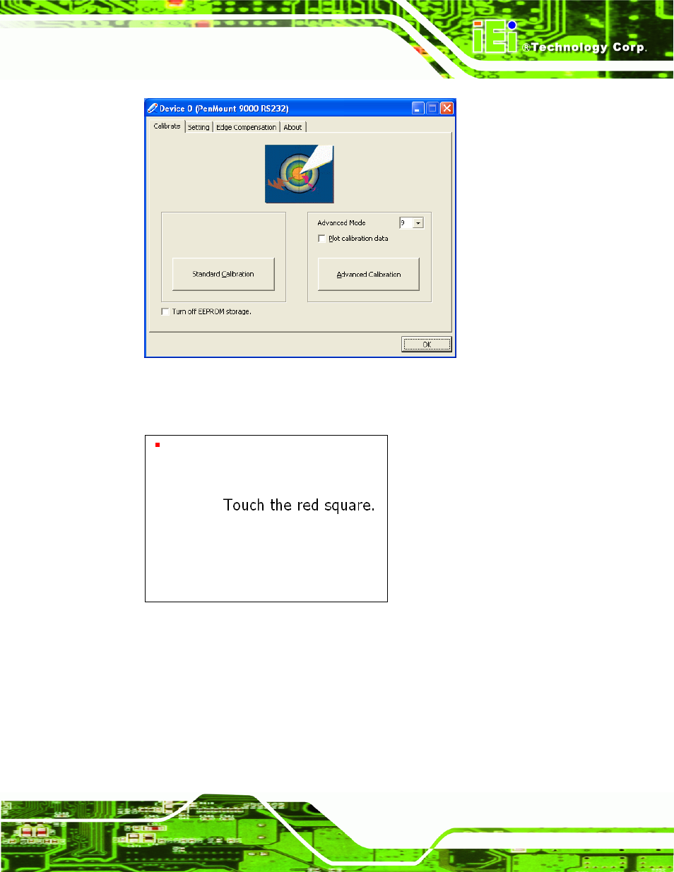 Figure 5-20: calibration initiation screen, Figure 5-21: calibration screen, N initiation screen in figure 5-20 | N in figure 5-20 | IEI Integration AFL2-10A-N28 User Manual | Page 102 / 203
