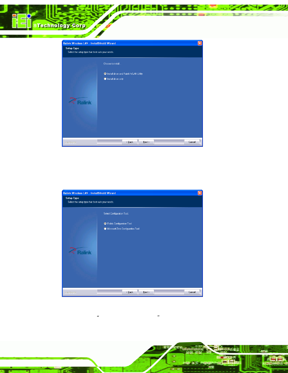 Figure 5-35: setup type, Figure 5-36: configuration tool | IEI Integration AFL2-10A-N28 User Manual | Page 111 / 203