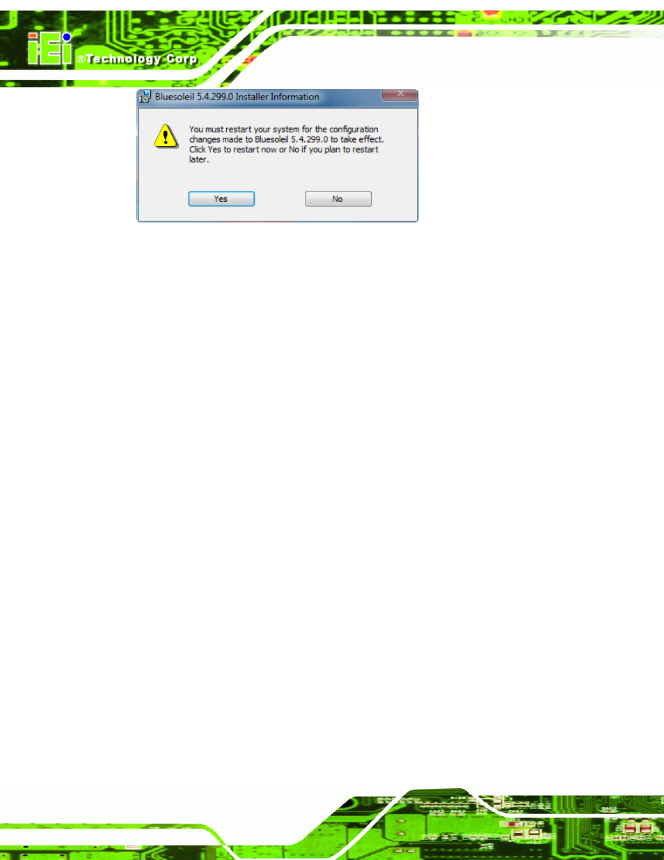11 camera driver installation, Amera, River | Nstallation, Figure 5-46: reboot the computer | IEI Integration AFL2-10A-N28 User Manual | Page 117 / 203