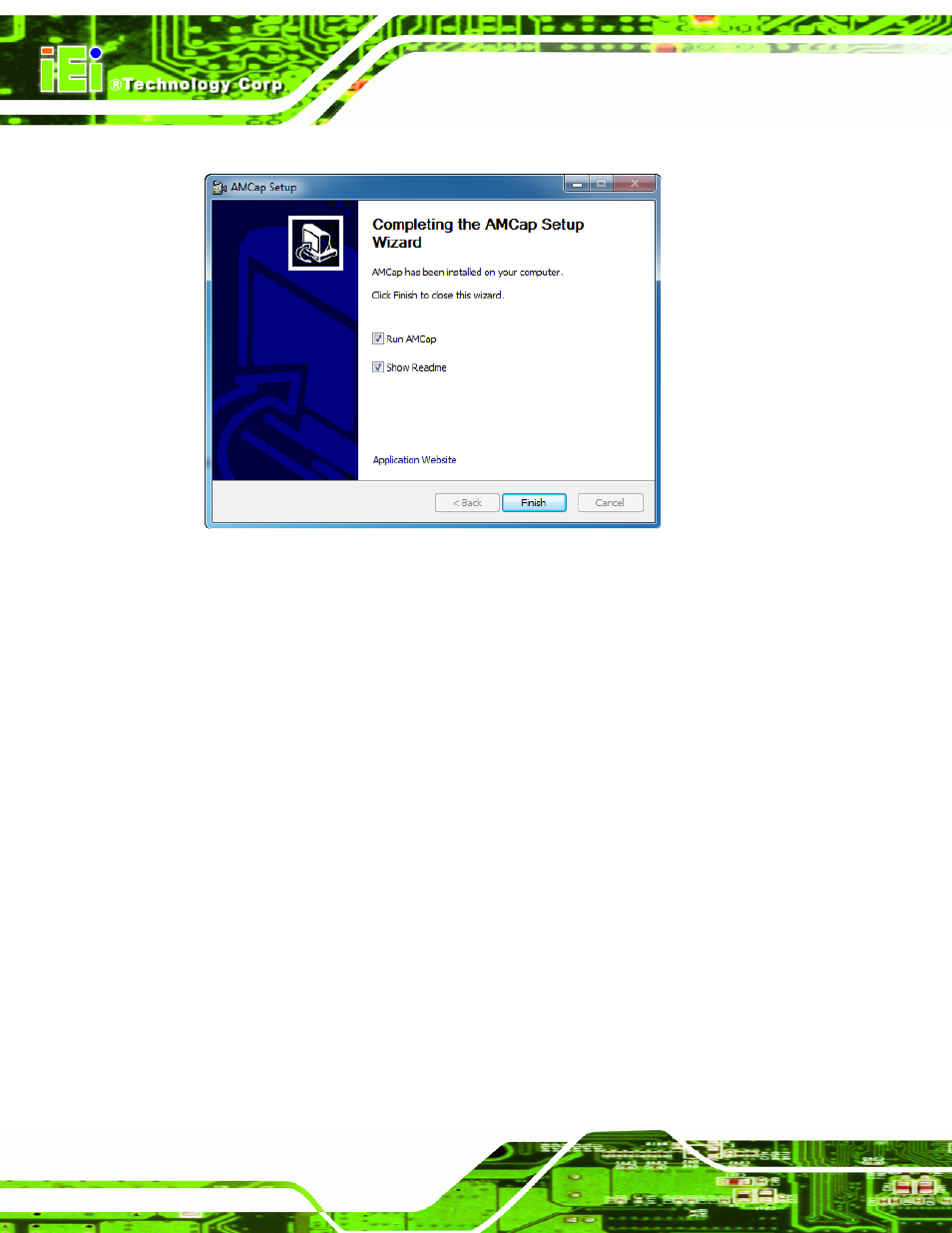 Figure 5-49: amcap driver installation complete | IEI Integration AFL2-10A-N28 User Manual | Page 119 / 203
