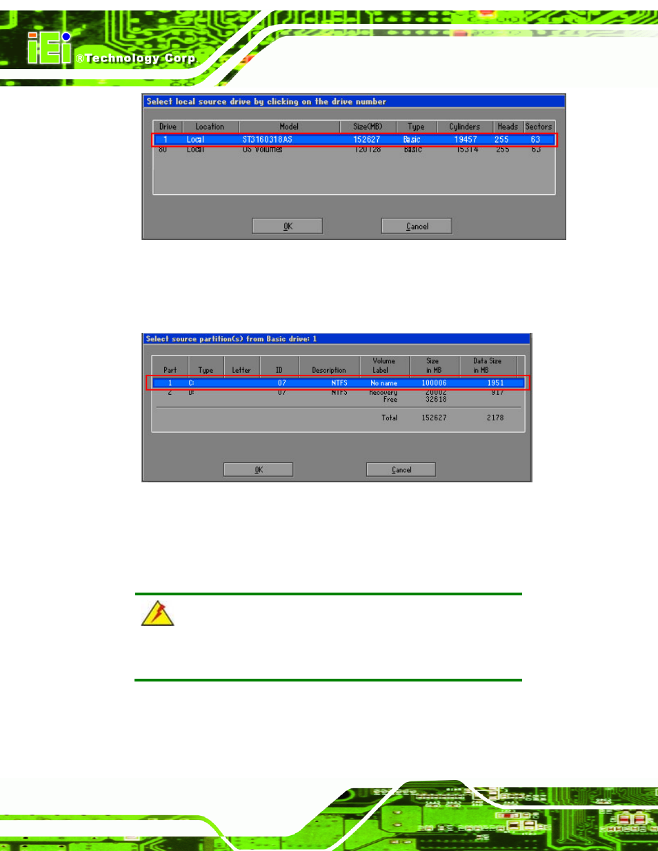Figure c-14: select a local source drive | IEI Integration AFL2-10A-N28 User Manual | Page 169 / 203