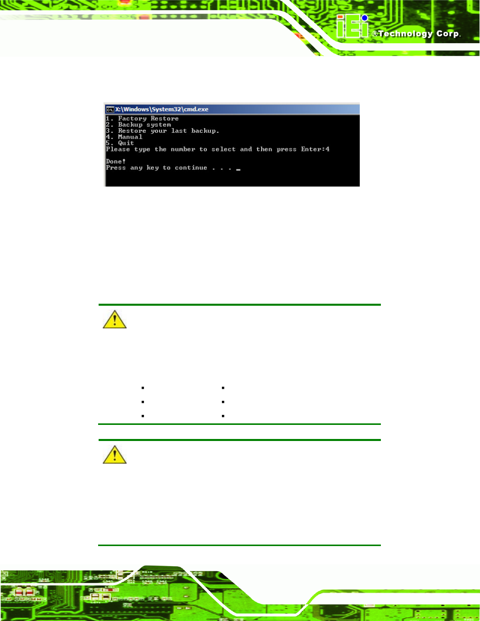 C.3 auto recovery setup procedure, Ecovery, Etup | Rocedure, Figure c-21: press any key to continue, C.3 for the detailed setu, Section c.3 ) | IEI Integration AFL2-10A-N28 User Manual | Page 172 / 203