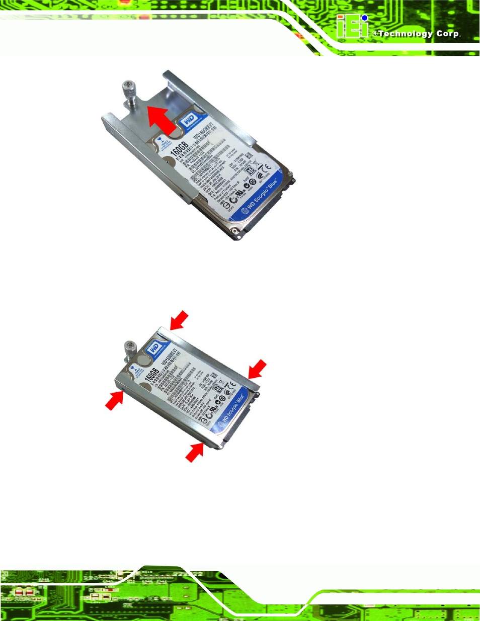 Figure 3-3: inserting the hdd, Figure 3-4: securing the hdd | IEI Integration AFL2-10A-N28 User Manual | Page 38 / 203
