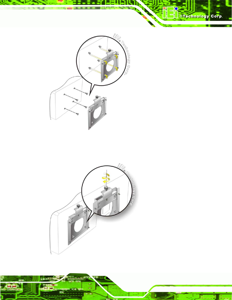 Figure 3-13: chassis support screws, Figure 3-14: secure the panel pc | IEI Integration AFL2-10A-N28 User Manual | Page 46 / 203
