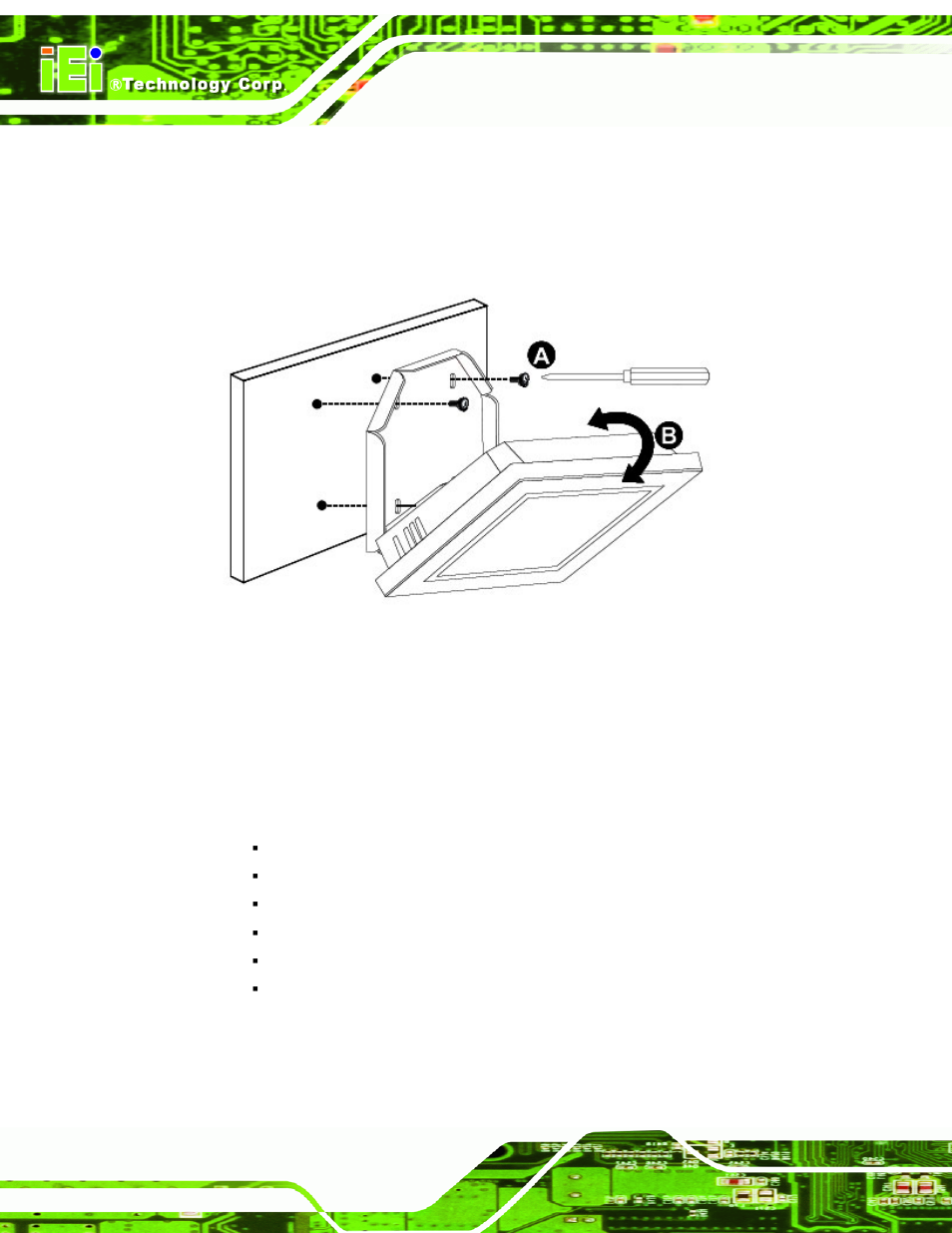 12 external peripheral device connection, Xternal, Eripheral | Evice, Onnection, Figure 3-25: secure v-stand to mounting area | IEI Integration AFL2-10A-N28 User Manual | Page 55 / 203