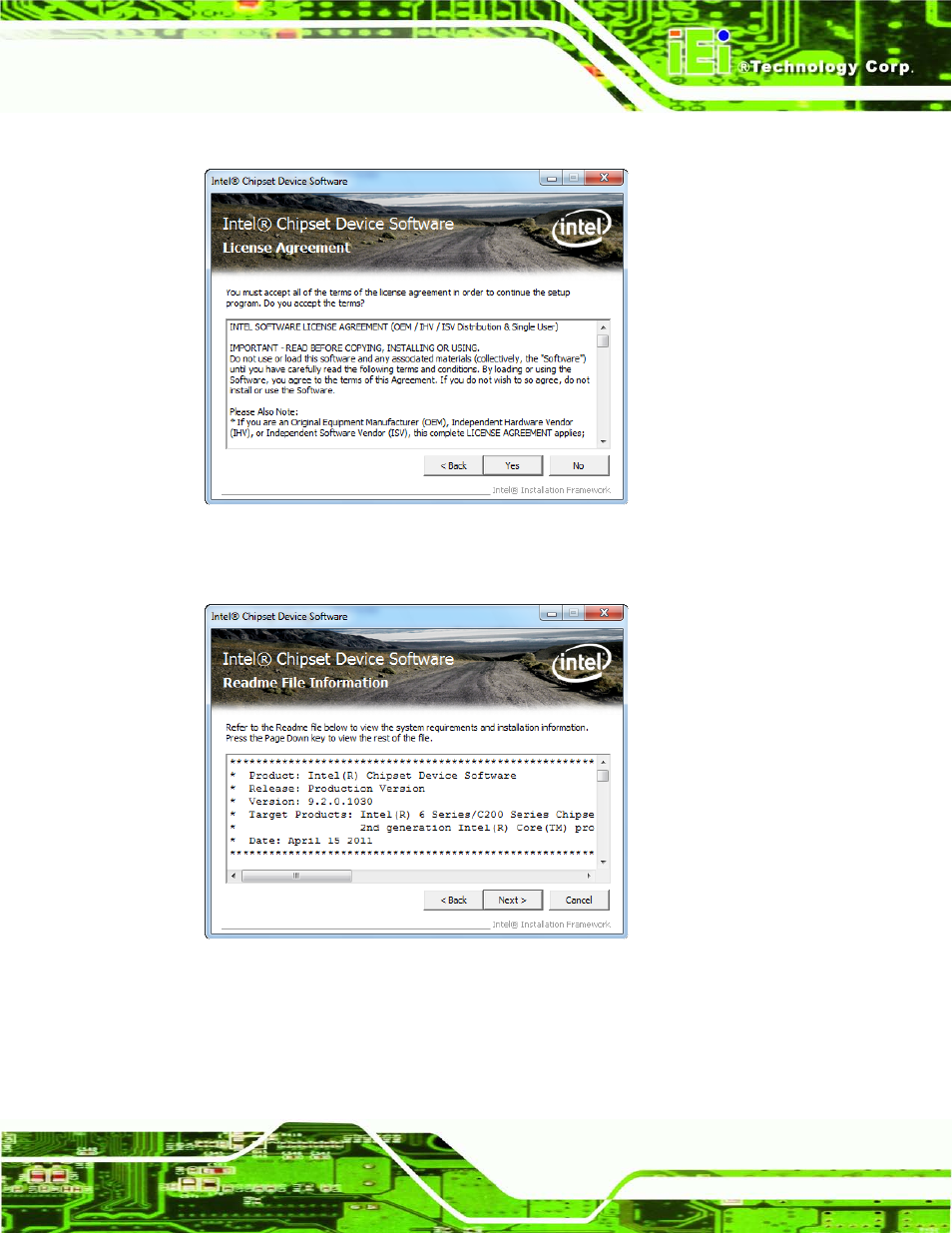 Figure 8-4: chipset driver license agreement, Figure 8-5: chipset driver read me file | IEI Integration AFL2-08A-N26 User Manual | Page 115 / 195
