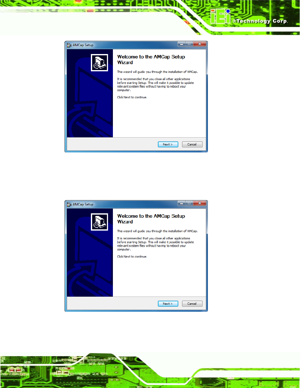Figure 8-47: amcap driver welcome screen, Figure 8-48: amcap driver choose install location | IEI Integration AFL2-08A-N26 User Manual | Page 141 / 195