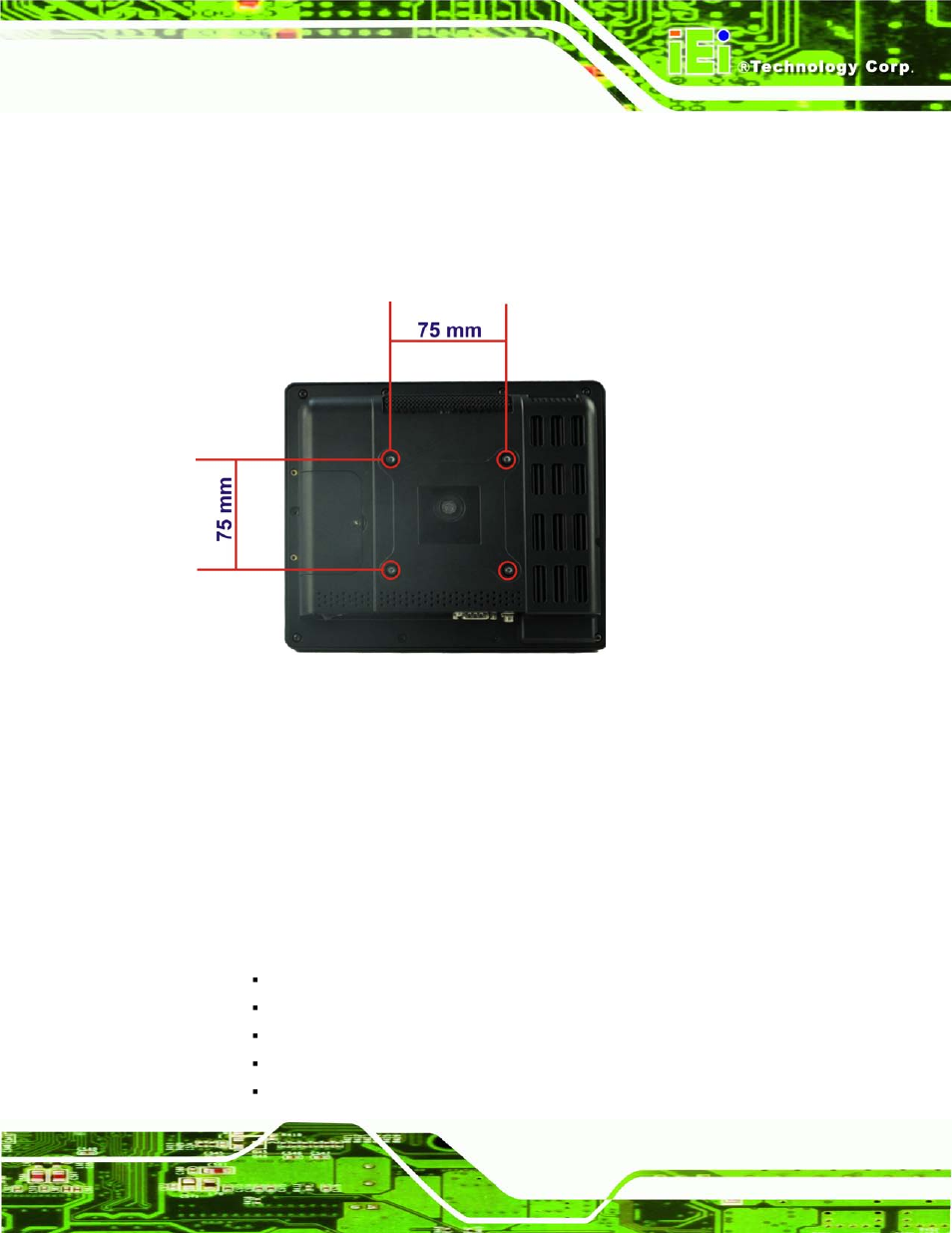 3 stand mounting, 12 external peripheral device connection, Xternal | Eripheral, Evice, Onnection, Figure 4-14: mounting screw location | IEI Integration AFL2-08A-N26 User Manual | Page 51 / 195