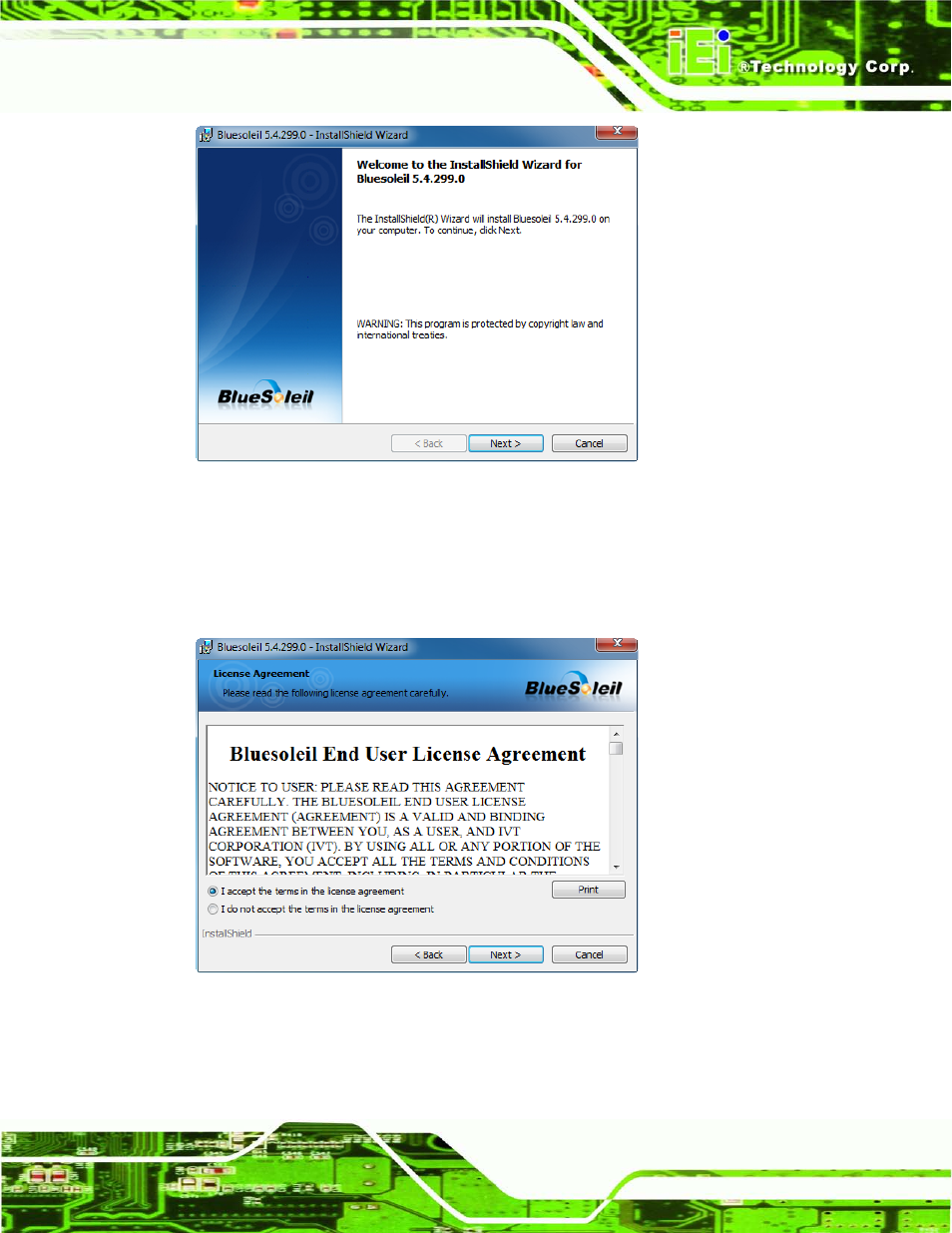 Figure 8-40: welcome screen, Figure 8-41: license agreement | IEI Integration AFL2-W07A-N26 User Manual | Page 137 / 195